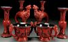A GROUP OF S6 CHINESE CARVED CINNABAR RED LACQUER