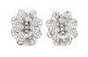 A Pair of 14 Karat White Gold and Diamond Earclips, 8.40 dwts.