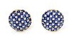 A Pair of 18 Karat Bicolor Gold, Sapphire and Diamond Earclips, 12.90 dwts.