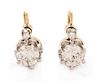 A Pair of Platinum Topped 14 Karat Yellow Gold and Diamond Earrings, 3.60 dwts.