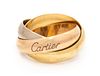 An 18 Karat Tricolor Gold 'Trinity' Ring, Cartier, 10.60 dwts.