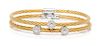 A Pair of 18 Karat White Gold, Yellow Steel and Diamond 'Classique Collection' Cable Bracelet, Charriol, 10.30 dwts.
