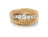 * A Yellow Gold and Diamond Bombe Ring, 7.70 dwts.