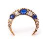 A Victorian Yellow Gold, Sapphire, Synthetic Sapphire and Diamond Crescent Brooch, 2.20 dwts.