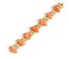 A Yellow Gold and Carved Coral Cameo Bracelet, 48.30 dwts.