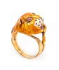 An 18 Karat Yellow Gold, Polychrome Enamel and Pink Sapphire Tiger Motif Ring, Italian, 6.20 dwts.