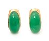 A Pair of 14 Karat Yellow Gold and Jade Earclips, 6.60 dwts.