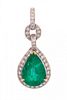 A White Gold, Emerald and Diamond Pendant, 4.10 dwts.
