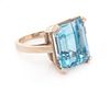 A 14 Karat White Gold and Aquamarine Solitaire Ring, 6.80 dwts.