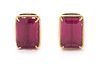 A Pair of Yellow Gold and Pink Tourmaline Earclips, 7.30 dwts.