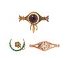 * A Collection of Antique Gemstone Brooches, 7.60 dwts.