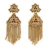 A Pair of Yellow Gold and Enamel Tassel Earclips, 6.80 dwts.