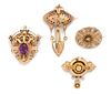 * A Collection of Victorian, Amethyst and Enamel Brooches, 4.70 dwts.