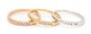 A Collection of 14 Karat Gold and Diamond Stacking Rings, 3.60 dwts.