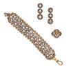 A Gilt Silver, Yellow Gold and Diamond Demi Parure, Indian, 47.30 dwts.