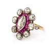 A Silver Topped Yellow Gold, Diamond and Ruby Ring, 4.60 dwts.