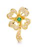 * An 18 Karat Yellow Gold, Emerald and Diamond Four Leaf Clover Brooch, Italian, 4.00 dwts.