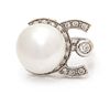 An 18 Karat White Gold, Diamond and Cultured South Sea Pearl Ring, UnoAErre, 16.90 dwts.
