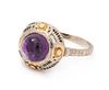 A Vintage Tricolor Gold and Amethyst Ring, 3.00 dwts.