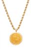 * A Yellow Gold and Panama 500th Anniversary Birth of Balboa Commemorative Coin Pendant and Chain Necklace, 55.10 dwts.