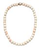 * A Single Strand Angel Skin Coral Bead Necklace, 26.10 dwts.