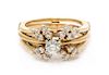 A 14 Karat Yellow Gold and Diamond Ring and Jacket, 5.40 dwts.