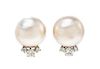 * A Pair of Gold, Mabe Pearl and Diamond Earrings, 7.10 dwts.