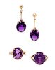 A Collection of Yellow Gold and Amethyst Jewelry, 7.10 dwts.