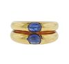 18K Gold Gemstone Double Band Ring
