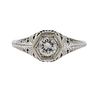 Art Deco Filigree Platinum Diamond Engagement Ring