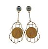 18k Gold Ancient Coin Gemstone Earrings
