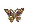 14K Gold Diamond Multi Color Stone Butterfly Brooch