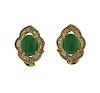 18k Gold Jade Diamond Earrings