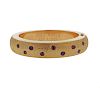 1960s 14k Gold Red Stone Bangle Bracelet
