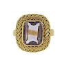 18k Gold Purple Glass Ring