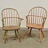 Two Sack-back Windsor Chairs, (imperfections), ht. to 38 1/2 in.
