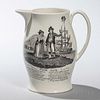 Liverpool Creamware Pitcher, England, c. 1800, black transfer printed to either side, one with depiction titled Poor Jack and