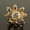 18K Gold, Ruby, Sapphire, and 3.14 ct Diamond "Crown" Ring
