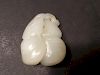 ANTIQUE Large Chinese White Jade Pendant with double Gourd carvings, 18th Century, 2" x 1 1/2" x 1" wide
