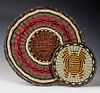 TWO BRIGHTLY COLORED HOPI WICKER PLAQUES