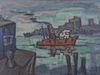 KAINEN, Jacob. Oil on Board. Tugboat on the River