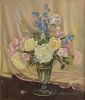 Mae Bennett Brown (American, 1887-1973)      Floral Still Life with Roses and Delphinium