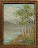 American School, 19th/20th Century      Lake Scene with Foreground Birch Trees