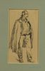 French School, 19th Century    Drawing of a Standing Male Figure Wearing a Cape