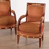 Nice pair Empire mahogany fauteuils