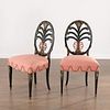 Pair Edwardian style painted side chairs