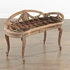 Louis XVI style carved limed wood bench