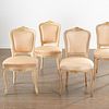 (4) Louix XV style gilt and painted side chairs