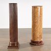 (2) faux porphyry and marble column pedestals