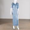 Mariano Fortuny ice blue silk Delphos gown